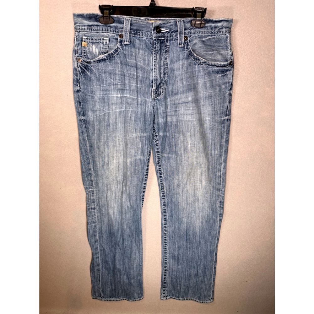 Big Star Pioneer Mens Regular Boot Cut Jeans Light Wash Blue Denim 34R 34x32